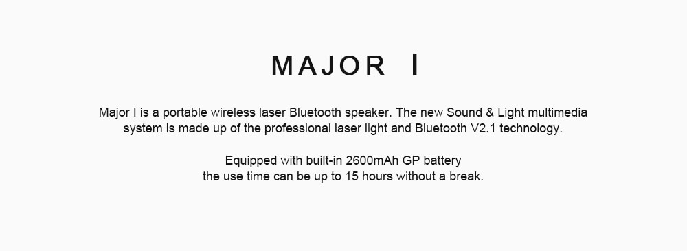 Blinblin Major I Pulse Laser Light Portable Wireless Bluetooth Speaker with Blue Atmosphere LED Light - Black