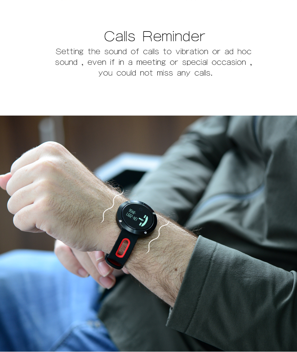 Makibes DM58 Smart Watch Bluetooth Heart Rate Blood Pressure Monitor Health Tracker IP68 Water Resistant Compatible with iOS Android - Black