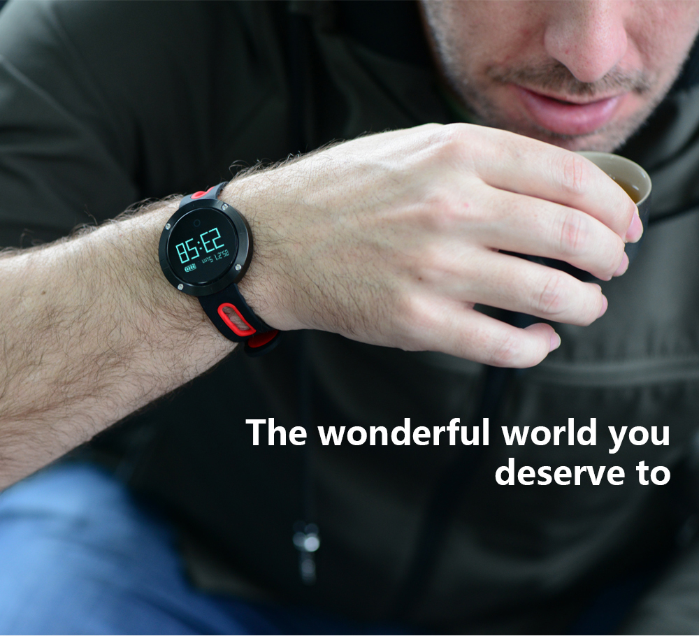 Makibes DM58 Smart Watch Bluetooth Heart Rate Blood Pressure Monitor Health Tracker IP68 Water Resistant Compatible with iOS Android - Black