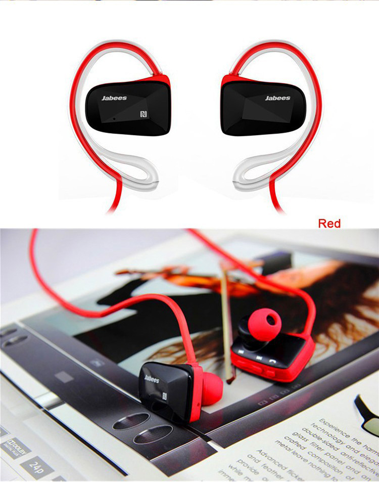 Jabees BSport Wireless Bluetooth Waterproof Headphone APTX NFC Sport Earphone with Microphone - Red