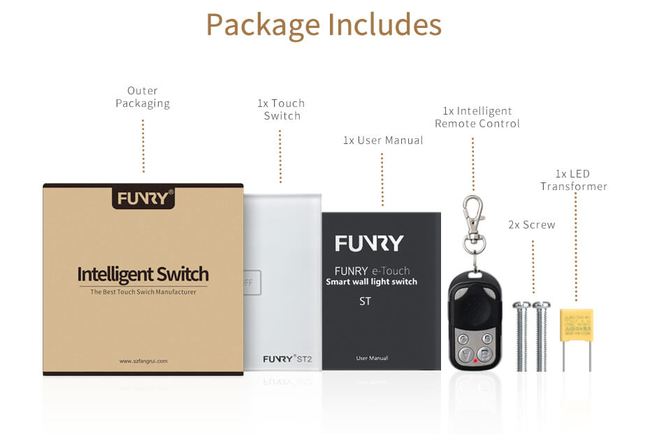 FUNRY 1R Touch Switch Wireless Panel Remote Control Light Controller -Gold