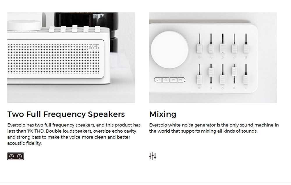 Zidoo Eversolo Sleep Therapy Sound Machine White Noise Generator for Sleep Wireless Speaker - White