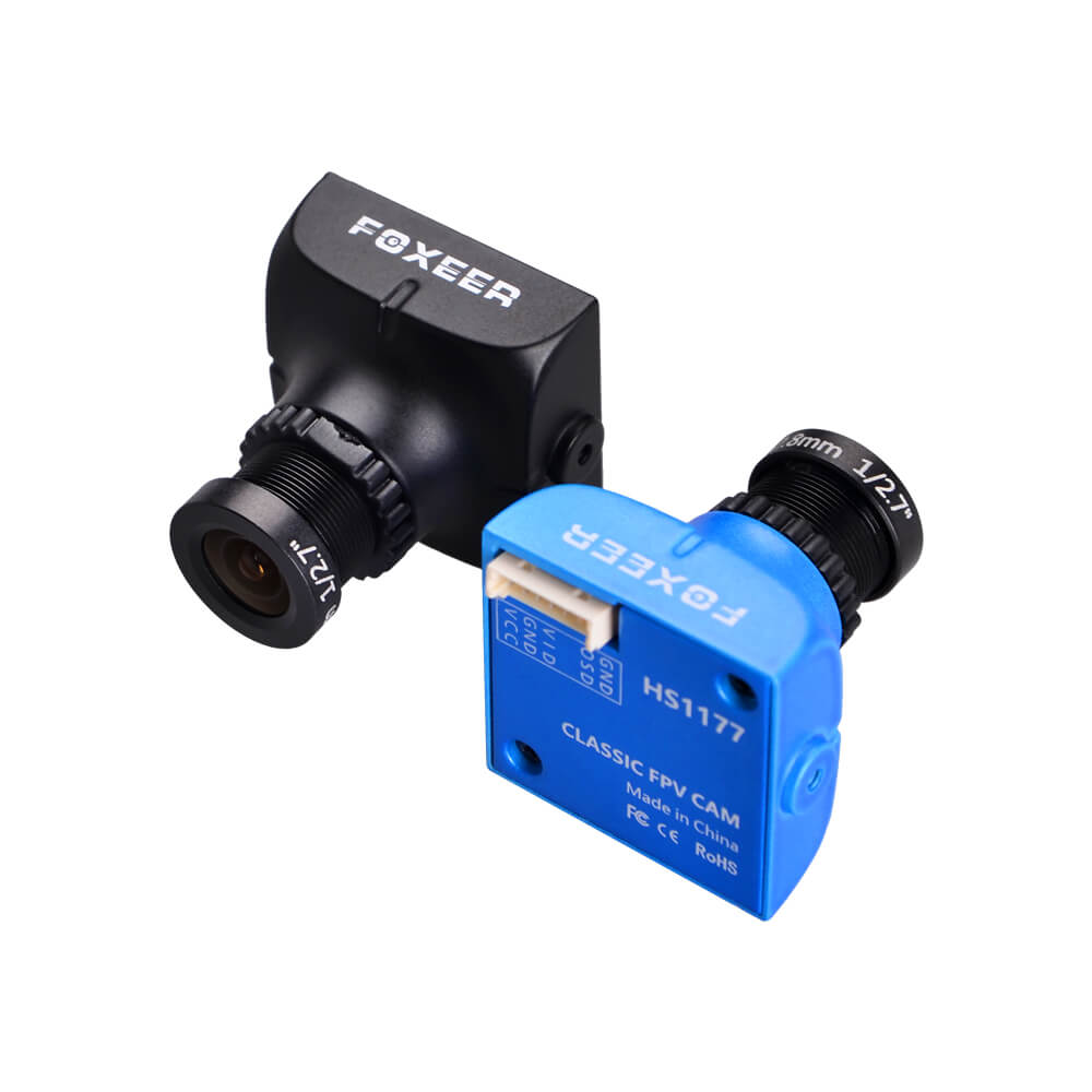 Foxeer HS1177 V2 600TVL CCD 2.8mm IR Blocked Mini FPV Camera 5-40V w/ Bracket NTSC - Black