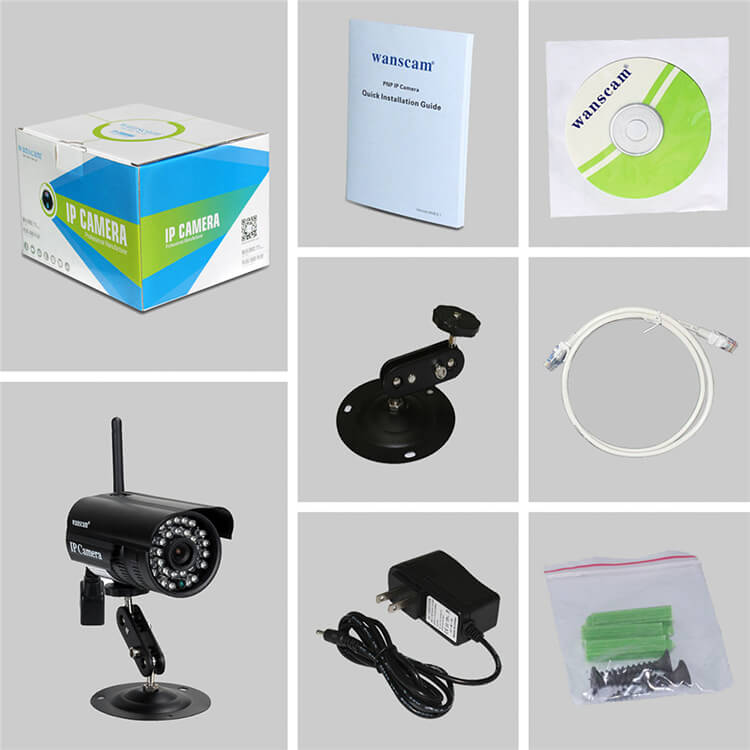 WANSCAM HW0052 IP Camera WiFi 720P ONVIF Motion Detection Waterproof IP66 COMS 1.0 MP Security Camera Black -US Plug