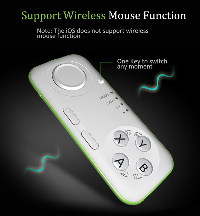 MOCUTE Bluetooth V3.0 Selfie Remote Controller Gamepad with Wireless Mouse Ebook Flip Functions - Green