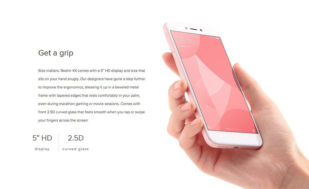 [HK Stock][Official Global ROM]Xiaomi Redmi 4X 5.0 Inch 4G LTE Smartphone HD Screen 3GB 32GB Qualcomm Snapdragon 435 Octa Core 13MP Cam MIUI 8 4100mAh Battery Metal Body - Gold