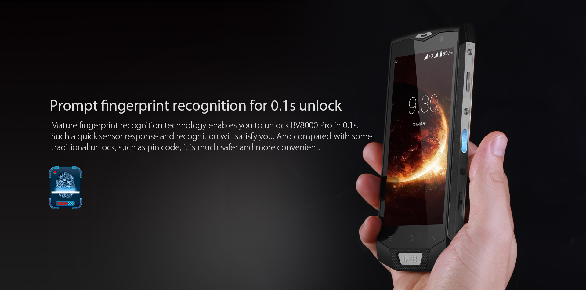 [HK Stock]Blackview BV8000 Pro 5.0 Inch 4G LTE Smartphone Waterproof IP68 FHD Screen 6GB 64GB MTK6757 Octa-core 16.0MP Cam Android 7.0 4180mAh NFC OTG Touch ID - Gold