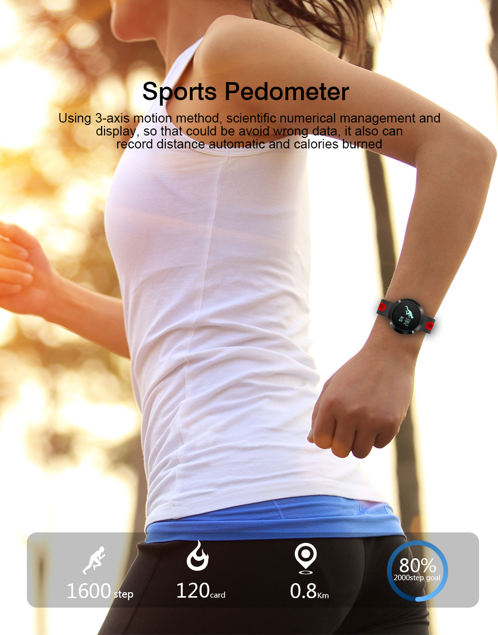 Makibes DM58 Smart Watch Bluetooth Heart Rate Blood Pressure Monitor Health Tracker IP68 Water Resistant Compatible with iOS Android - Black