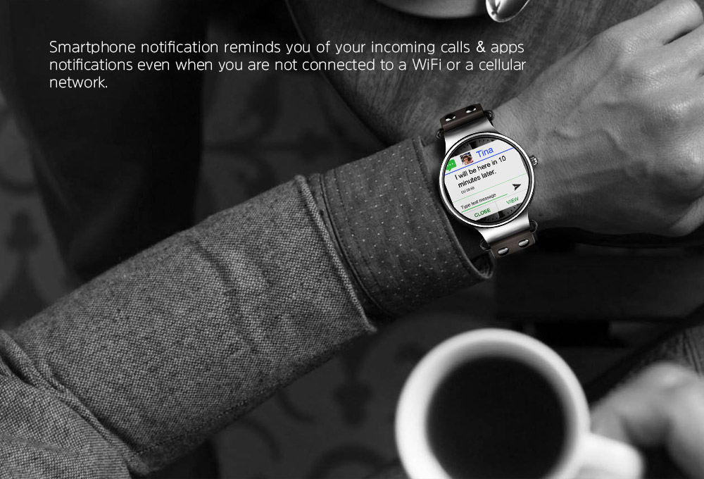 Makibes Talk T1 3G Smartwatch Phone 1.39 Inch AMOLED Screen MTK6580 Heart Rate Monitor GPS Google Play Google Now 512MB RAM 8GB ROM for Android iOS - Black