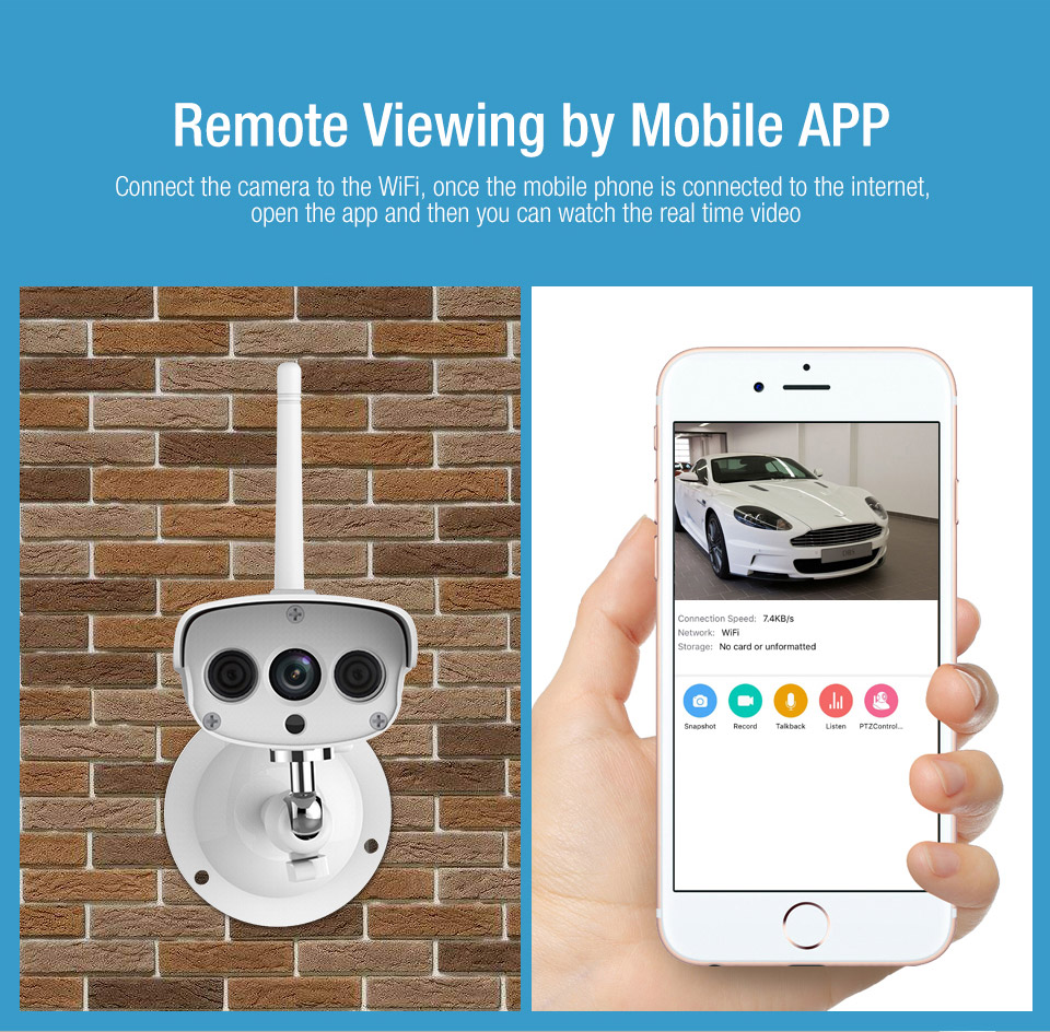 VStarcam C16S Outdoor IP Camera 2.0MP H.264 Waterproof IP67 Wireless Motion Detection Built-in IR-cut Night Vision Security Camera -White