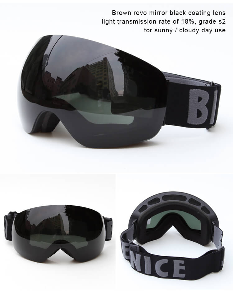 BENICE Ski Goggles Double Lens Eyewear Black