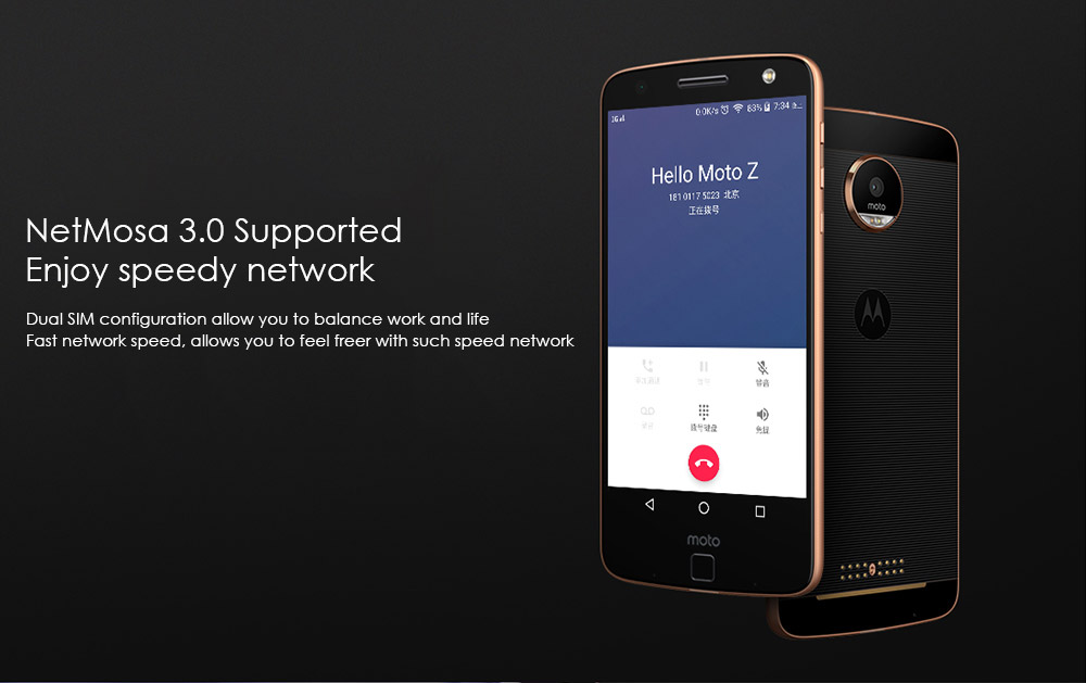 [HK Stock]Lenovo Motorola Moto Z XT1650-05 5.5 Inch Smartphone Snapdragon 820 Quad Core 4GB RAM 64GB ROM 13.0MP Cam Fingerprint - Black Gold