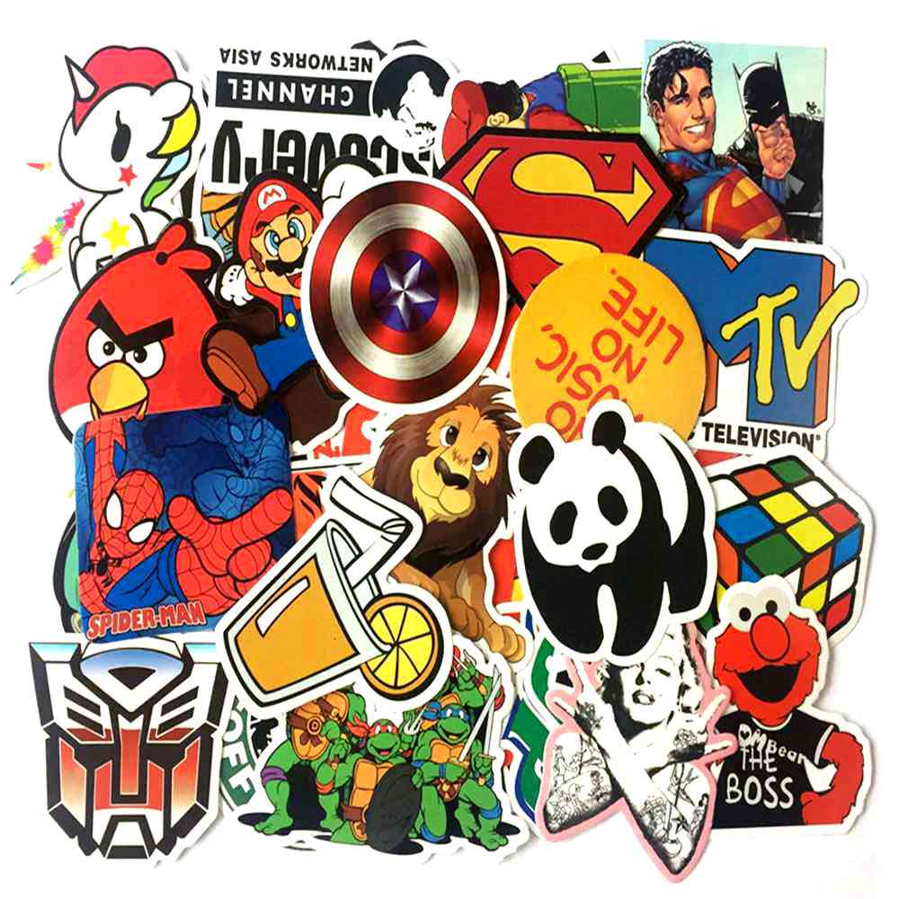 50 PCS Mixed Sticker for Car Fridge Phone DIY Skateboard Laptop Luggage Snowboard Motorcycle - A