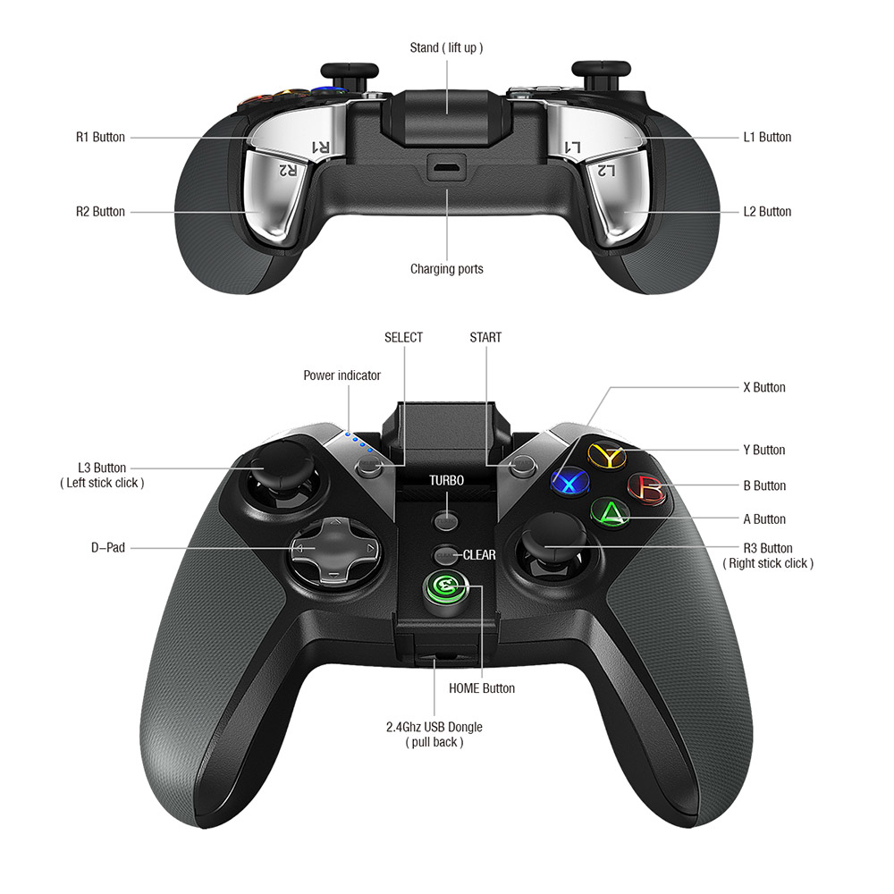 GameSir G4s Bluetooth 4.0 / 2.4G Wireless / Wired Gamepad Game Controller for iOS Android PC PS3 - Black