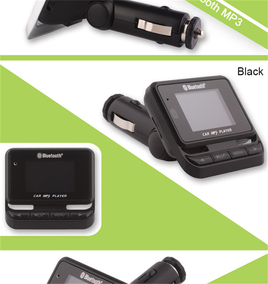 FM12B Wireless Bluetooth Handsfree FM Transmitter Car Kit USB Car Charger MP3 Player with Remote Control - Silver