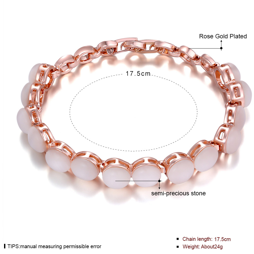 LKN18KRGPB141-B Fadhionable Bracelet Semi-Precious Stone -Rose Gold