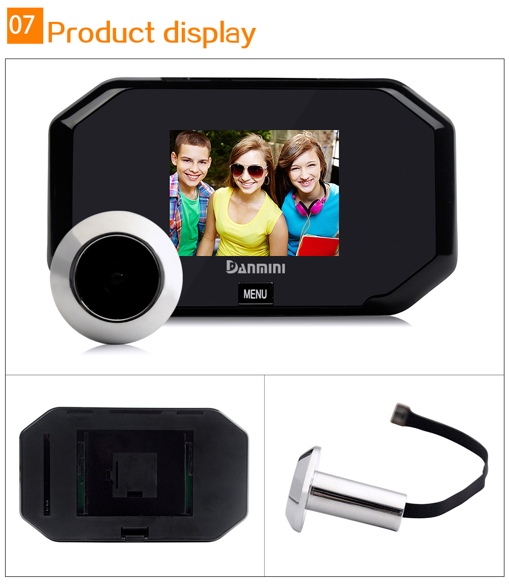Danmini YB-30BH Door Security Camera 3.0"Digital Peephole Door Viewer 145 Degrees Wide View Angle -Black