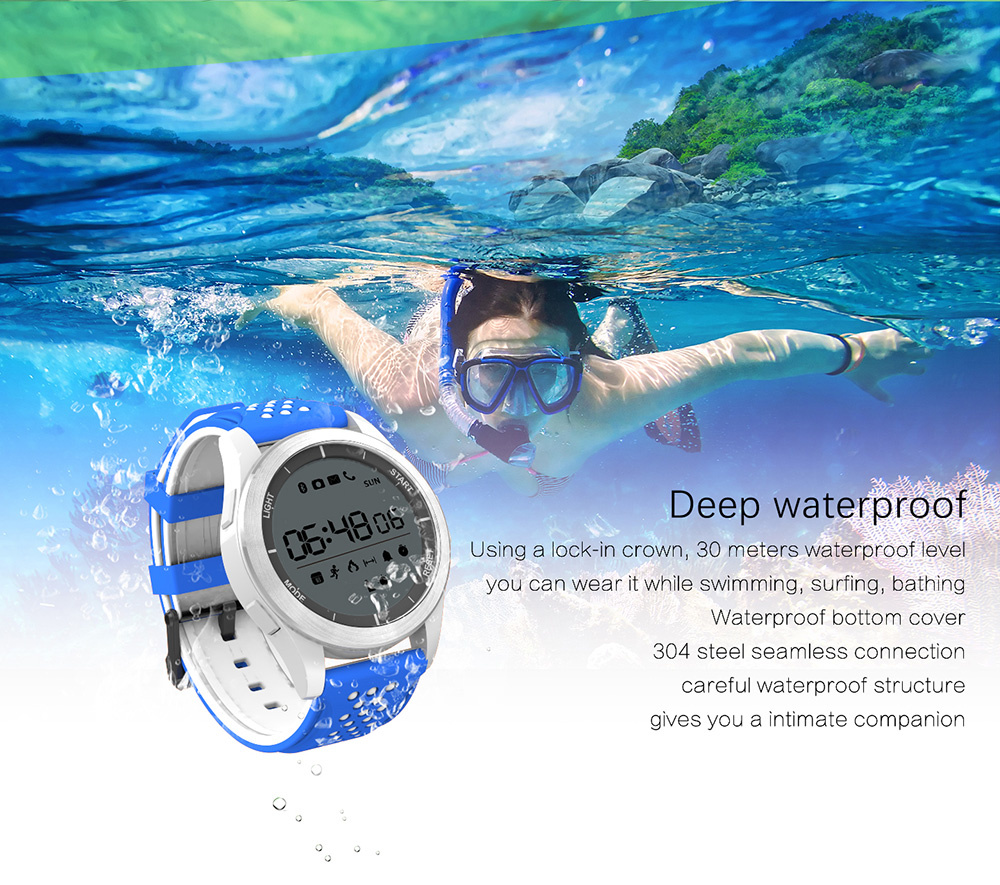 NO.1 F3 Smart Watch Air Pressure UV Radiation Bluetooth 4.0 Sport Fitness Tracker Remote Camera Control Compatible with Android iOS - Black & Blue