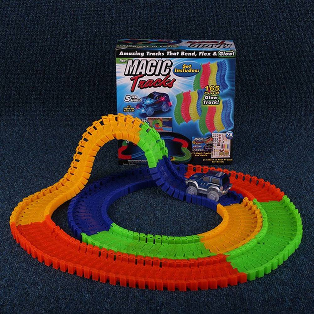 Magic Tracks Led Racing Car Assembly Toy 164pcs Race Track + 1pc LED Car