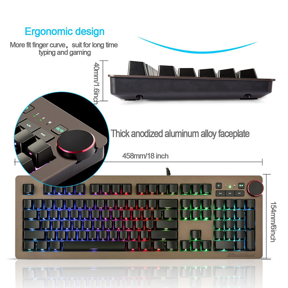 Ajazz AK60 Wired Mechanical Keyboard Gaming RGB Blue Swithch USB Backit 104 Classic Layout - Black