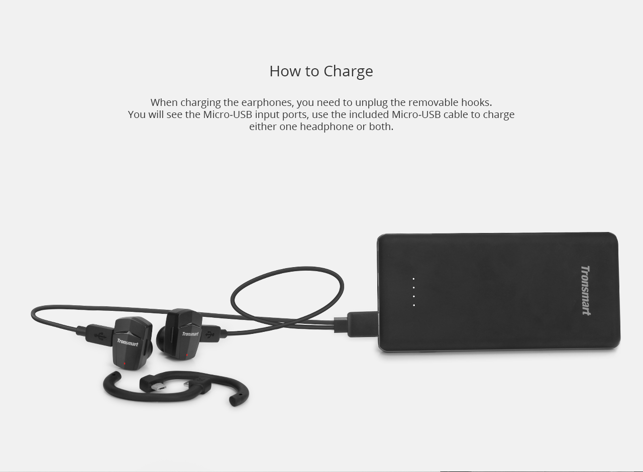 Tronsmart Encore S5 True Wireless Headphones Sports Bluetooth Earphones with Mic for iPhone Android and More - Black