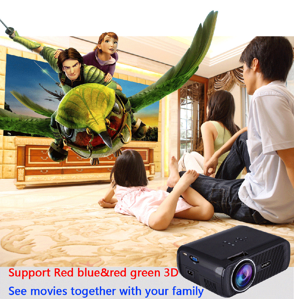 Uhappy U80 Plus Andriod 6.0 1080P Mini Project 1GB/8GB Amlogic S905X 1000 Lumens HDMI VGA USB SD Card Home Theater for TV Laptop Game iPhone Andriod Smartphone - White