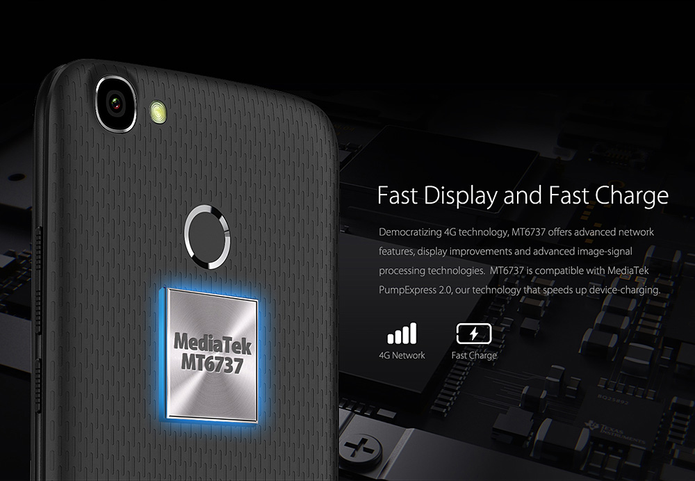 [HK Stock]HOMTOM HT50 5.5 Inch Smartphone HD Screen 3GB RAM 32GB ROM 13.0MP Cam MT6737 Quad Core Android 7.0 Touch ID Fast Charge - Blue