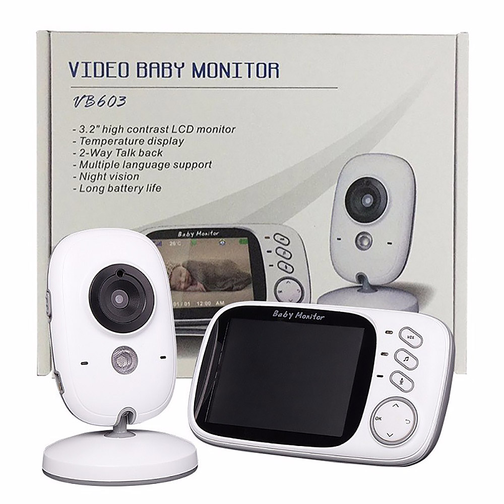 VB603 Baby Monitor with Two-way Audio Temperature 8 Lullabies Alarm Night Monitor -White