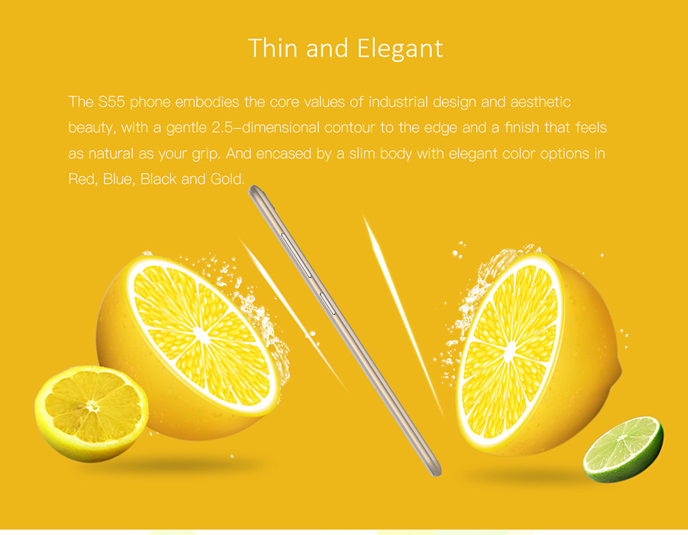 [HK Stock]Gretel S55 5.5 Inch HD Screen Smartphone Dual Rear Camera 16GB 8.0MP Cam MT6580A Quad Core Android 7.0 Touch ID 2600mAh - Gold