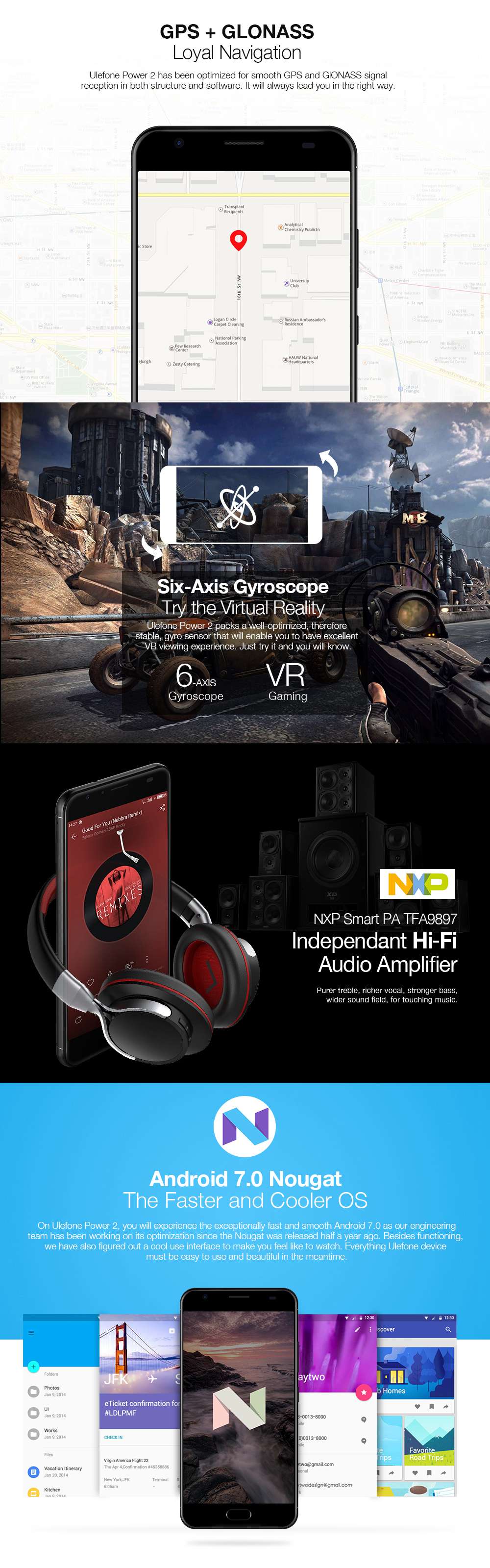 [HK Stock][US Version]Ulefone Power 2 5.5 Inch FHD Screen 4GB RAM 64GB ROM 13MP Cam MT6750T Octa Core 4G LTE Android 7.0 Smartphone Touch ID 6050mah Big Battery VoLTE - Gray