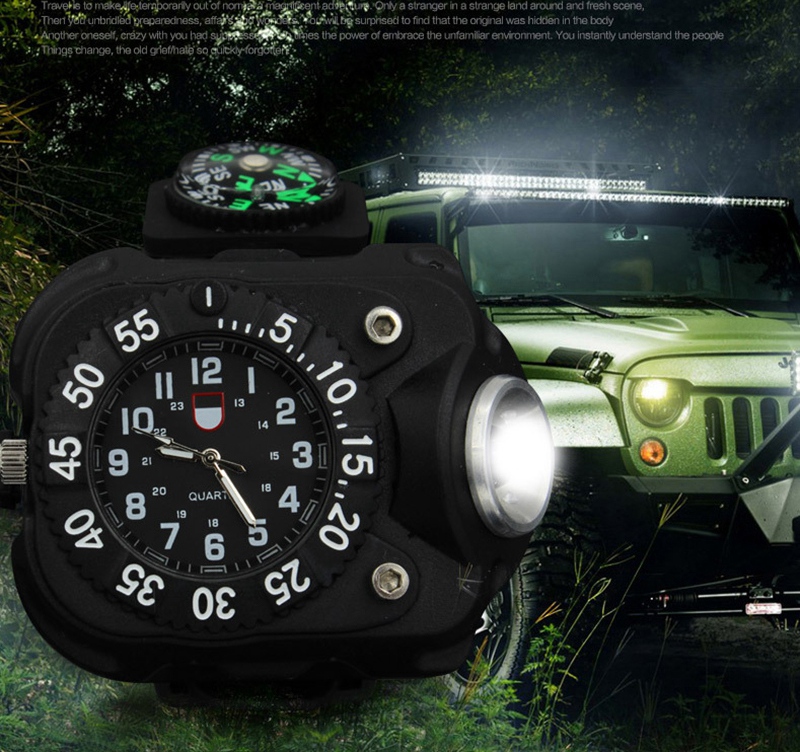 Super Bright Wrist LED Light Rechargeable Waterproof LED Flashlight Wristlight Watch for Running Climbing Camping and More Outdoor Events - Black