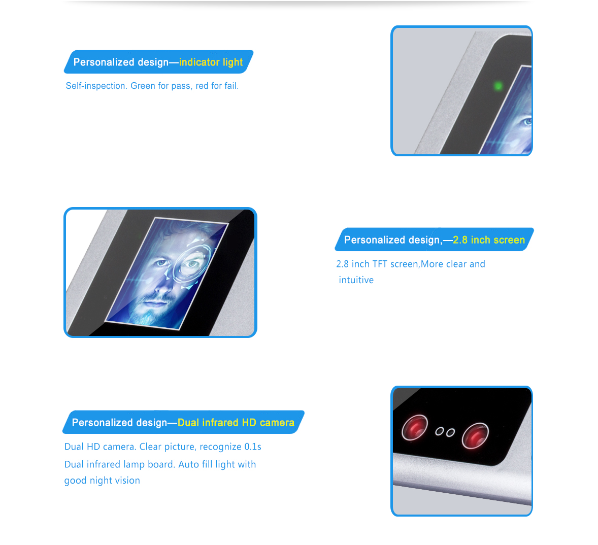 Danmini A302 Biometric Fingerprint Attendance Facial Recognition TFT Clock Time Recorder -Black