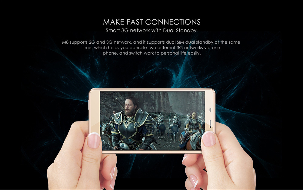 [HK Stock]LEAGOO M8 5.7inch HD 2.5D Screen Android 6.0 Smartphone MT6580A Quad Core 1.3GHz 2GB RAM 16GB ROM 8.0MP 13.0MP Touch ID WIFI GPS - Gold