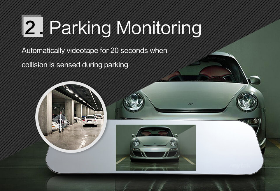 Anytek A80 5.0" Car DVR Dual Lens 1080P Car Dashboard Camera with 170 Wide Angle Front and Rear DVR HD Night Mode - Gray