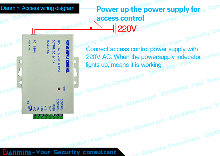 Danmini MJPT015 Electric Door Lock RFID Access Control ID Card Password Rechargeable System