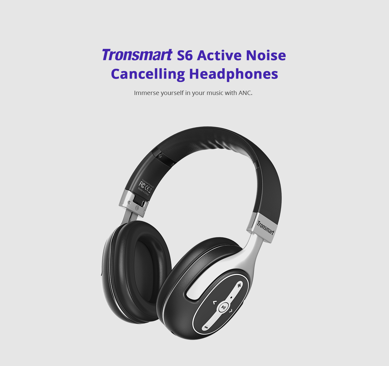 Tronsmart S6 Active Noise Cancelling Bluetooth Headphones with Microphone and 3.5mm Audio Jack for iPhone Android and More