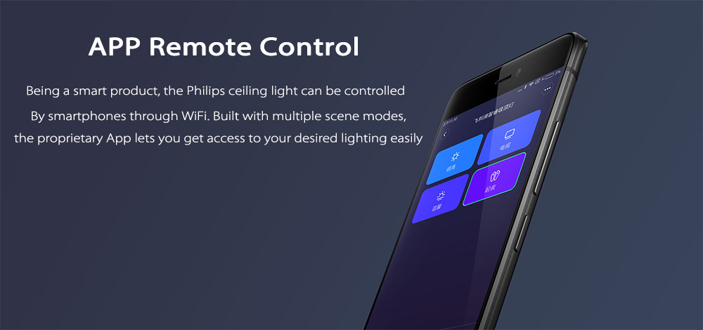 Original Xiaomi Philips LED Ceiling Lamp App Remote Control Dual Light Source Intelligent Dimming AC100-240V -White