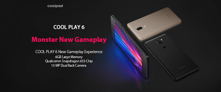 [HK Stock]Coolpad Cool Play 6 5.5 Inch 4G LTE Smartphone Dual 13.0MP Rear Cam FHD Screen 6GB 64GB Snapdragon 653 Android 7.1 4060mAh Fast Charge Type-C - Black