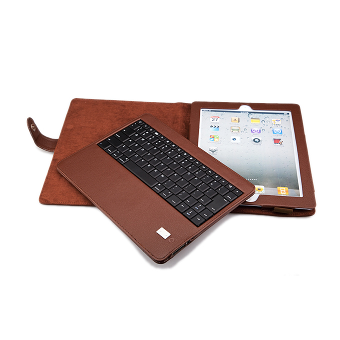 Leather Case With Bluetooth Keyboard For iPad 3 & iPad 2 Brown