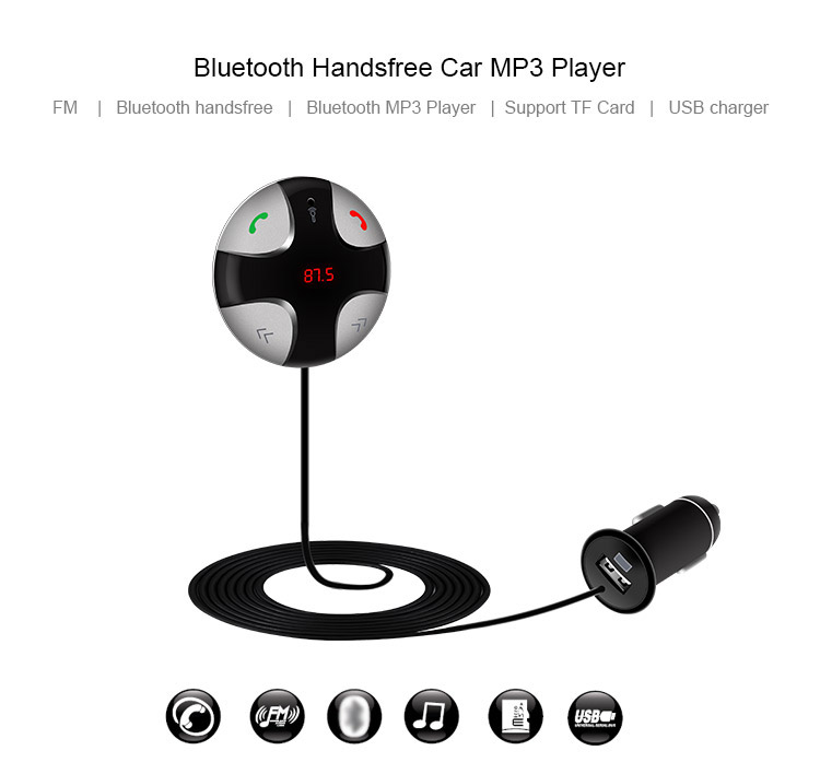 FM29B Bluetooth Wireless Car Kit with USB Car Charger Black