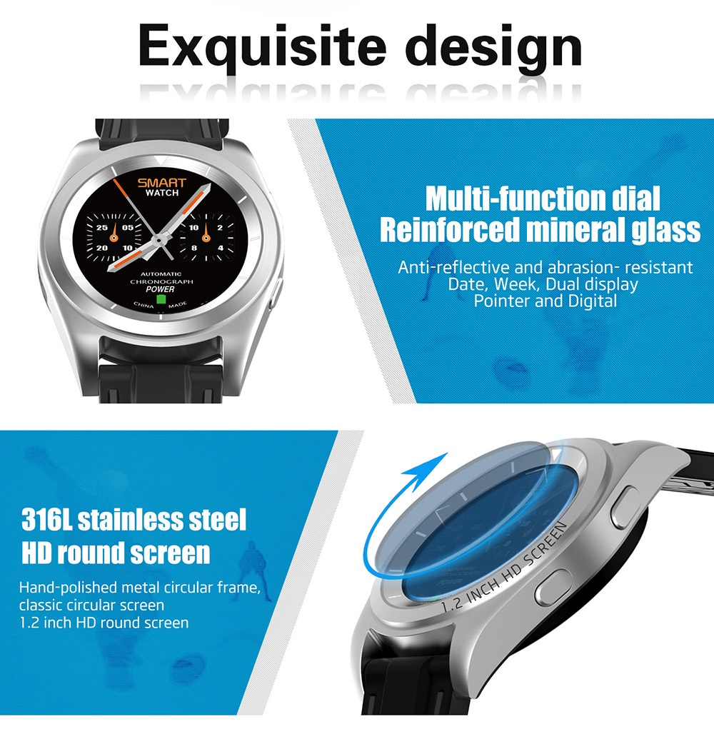 NO.1 G6 (EU/US Languages) Bluetooth 4.0 Smart Watch MTK2502 Heart Rate Monitor Sports Fiteness Tracker for Android iOS (TPU Strap) - Silver