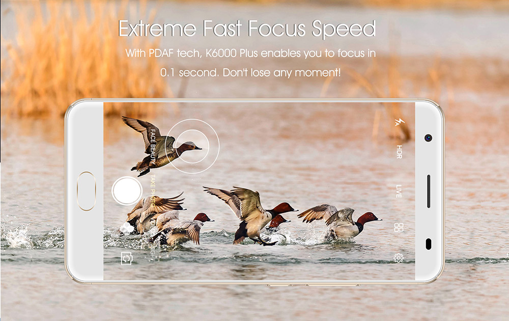 [HK Stock]OUKITEL K6000 PLUS 5.5 Inch FHD 2.5D Asahi Glass Screen 4GB RAM 64GB ROM 16MP Cam MT6750T Octa Core 4G LTE Android 7.0 Smartphone Touch ID 6080mAh Big Battery HiFi - Gold