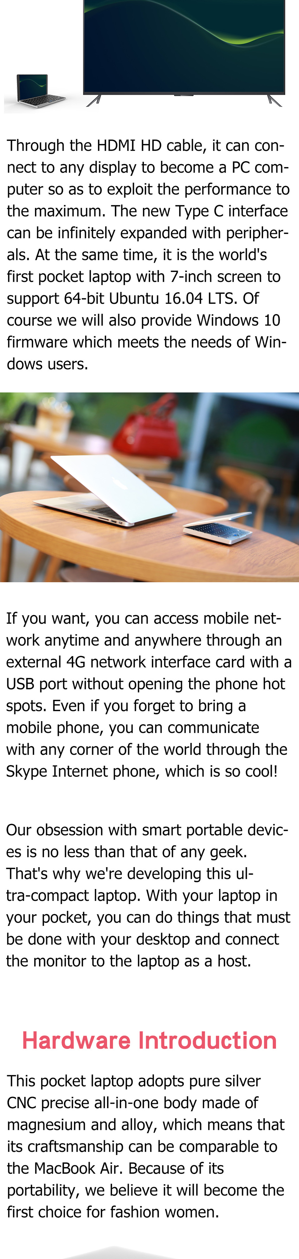 GPD Pocket 7 Inch Tablet PC Licensed Windows10 Intel Atom Z8750 8GB RAM 128GB ROM AC WIFI Bluetooth4.1 Type C 7000mAh Battery 1920*1200 IPS Touch Display