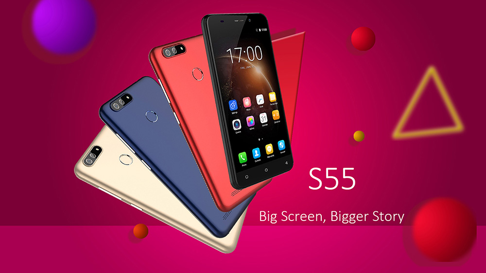 [HK Stock]Gretel S55 5.5 Inch HD Screen Smartphone Dual Rear Camera 16GB 8.0MP Cam MT6580A Quad Core Android 7.0 Touch ID 2600mAh - Black