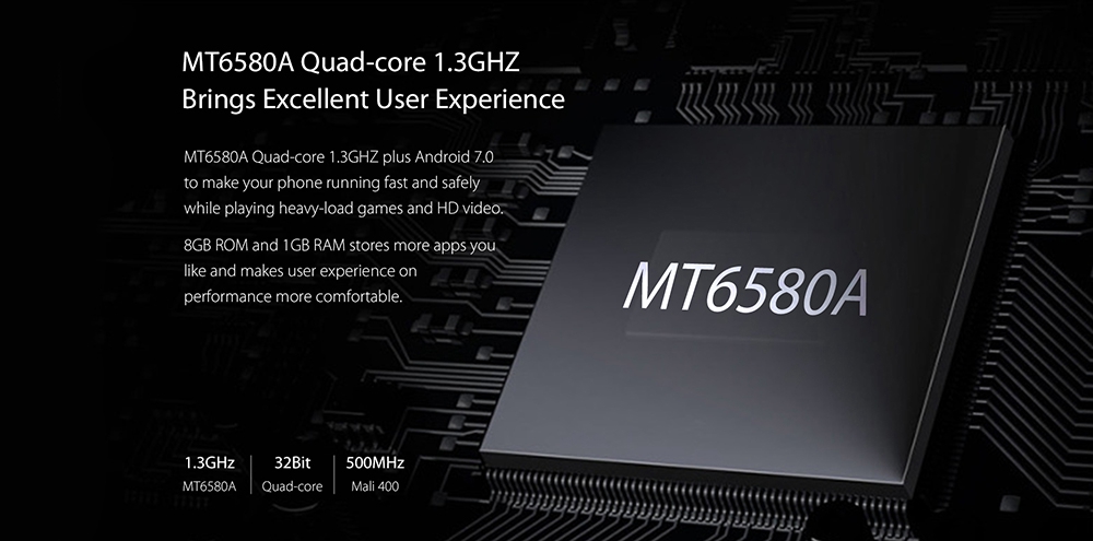 [HK Stock]Blackview A7 5.0 Inch Smartphone HD Screen Dual Rear Camera 8GB MT6580A Quad core Android 7.0 2800mAh - White