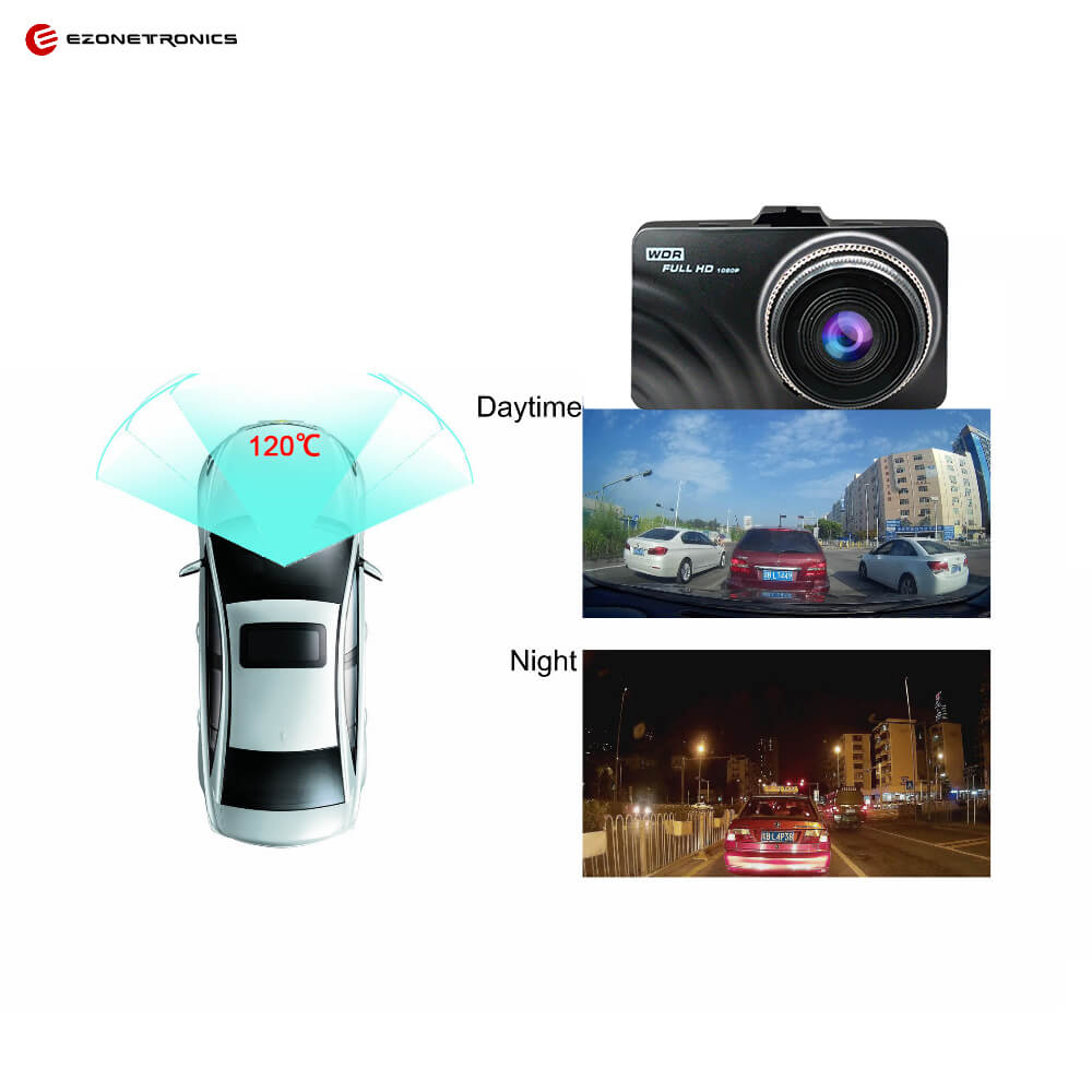RM-AKL7D 1080P 3.0" Car DVR with 120 Degree Wide Angle Dashboard Camera Recorder Night Vision - Black