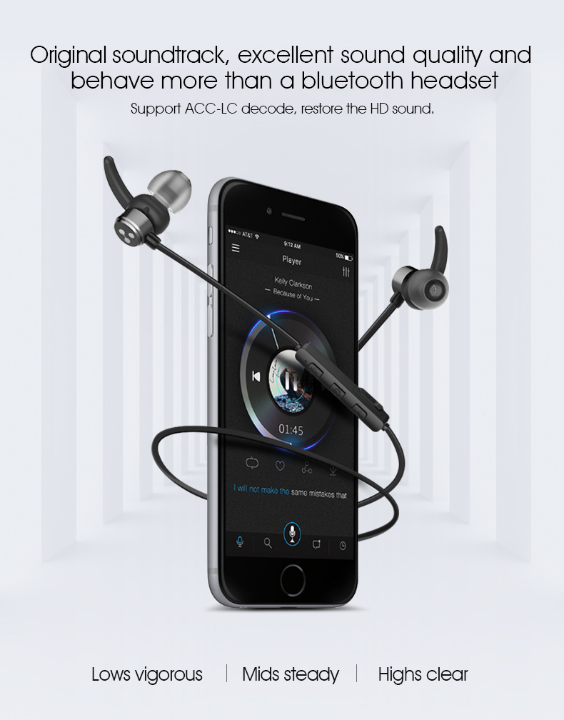 Syllable D3X Bluetooth 4.2 Earphone Wireless Stereo Sports Headsets with Mic - Black