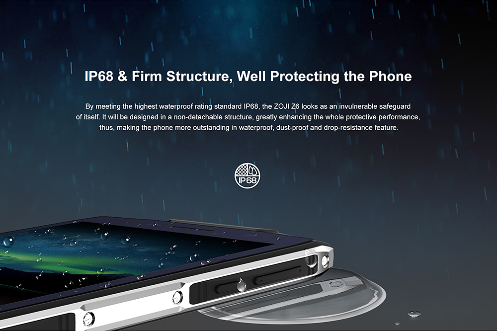 [HK Stock]HOMTOM ZOJI Z6 IP68 waterproof 4.7 Inch HD Corning Gorilla Glass 4 Screen 8GB ROM 5.0MP Cam MT6580 Quad Core 1.3GHz Android 6.0 Smartphone Touch ID Super Slim Body 3000 mAh - Black