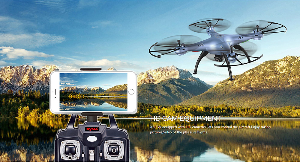 Syma X5HW WIFI FPV with 0.3MP HD Camera Altitude Hold 3D Roll 2.4G 4CH 6Axis RC Quadcopter RTF - White