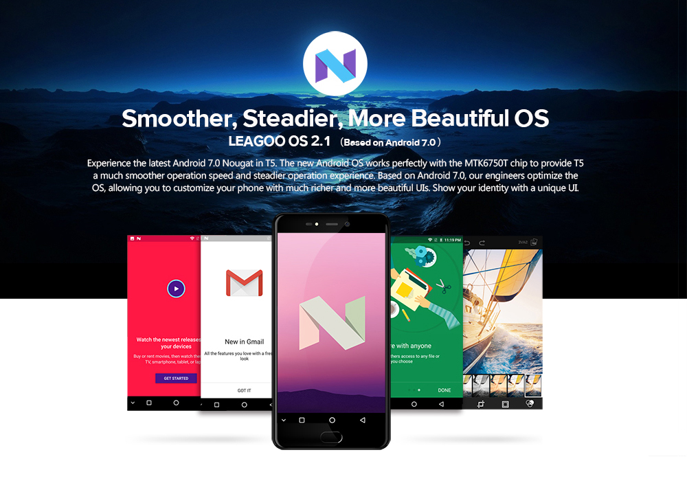 [HK Stock]LEAGOO T5 5.5 Inch Smartphone  13.0MP + 5.0MP Dual Rear Cam 13.0MP Front Cam 4GB 64GB MT6750T Octa Core Android 7.0 VoLTE Metal Body - Black